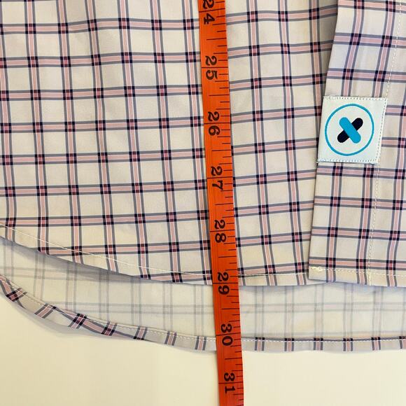 &Collar Button Up Mens Large Range Shirt Slim Plaid Purple White Long Sleeve NEW - Picture 12 of 12